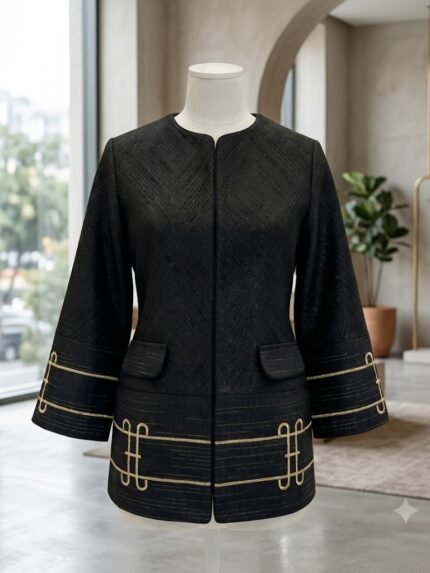 The Soraya Gold-Embroidered Tailored Linen Short Monto