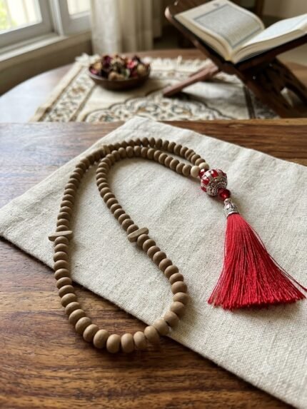 Authentic Khaake Shifa Tasbeeh (100 Beads) with Red Accent Beading