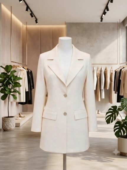 The Ivory Allure Tailored Longline Blazer Monot