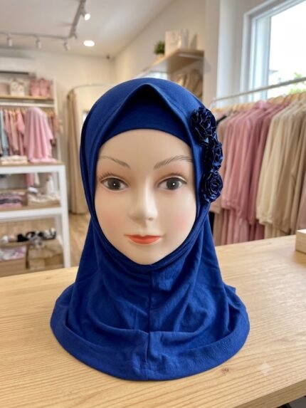 Children’s Instant Hijab with Matching Inner Cap & Rosette Accents
