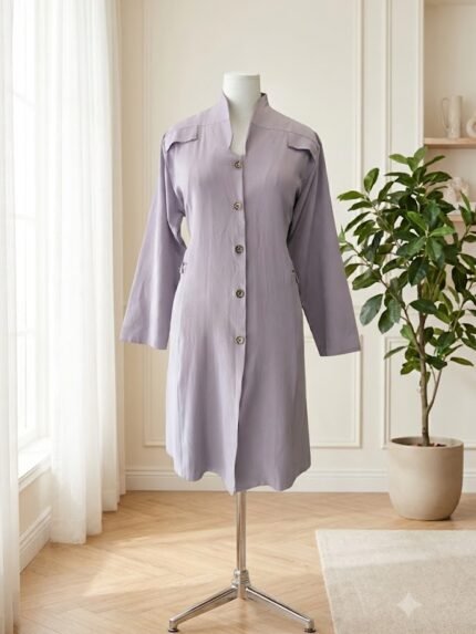 Muted Lilac Structured Single-Breasted Longline Monto Coat