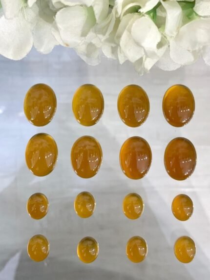 Natural Yellow Aqeeq Oval Cabochons