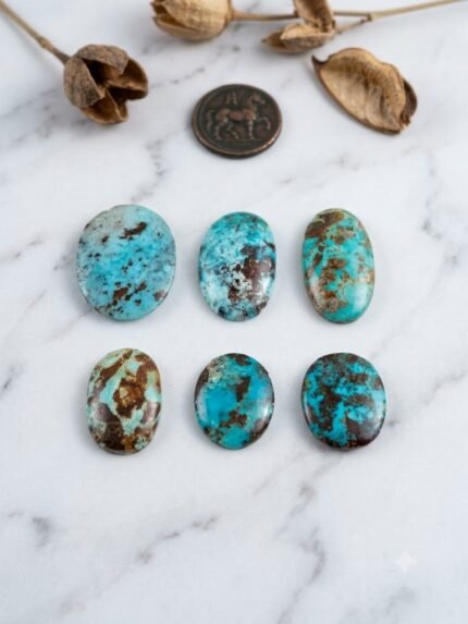 Natural Oval Matrix Firoza Cabochons