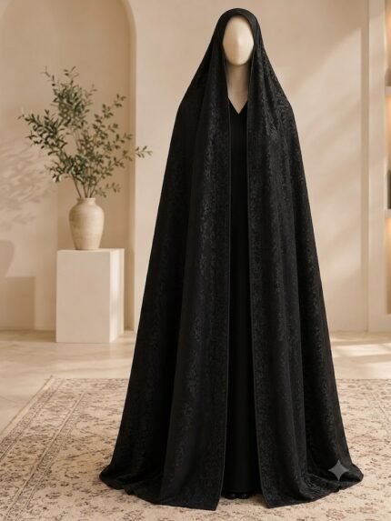 Royal Self-Embossed Black Irani Chadar