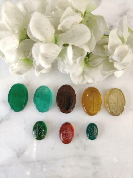 Hand-Engraved Panjetan Pak Aqeeq Gemstones