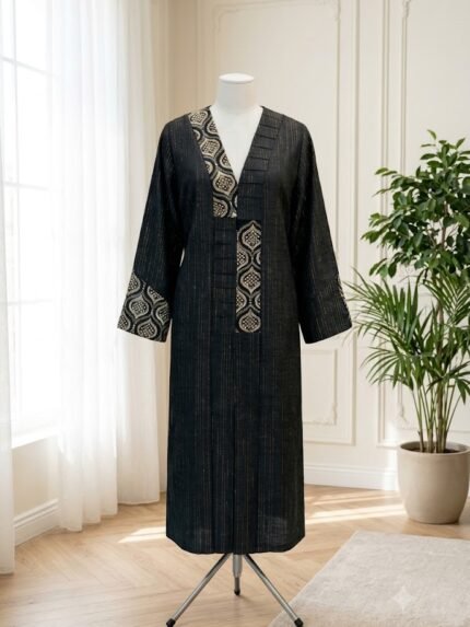 Noir & Gold Embroidered Longline Monto