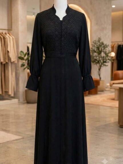 The Noir Elegance Jacquard Bodice Maxi Monot