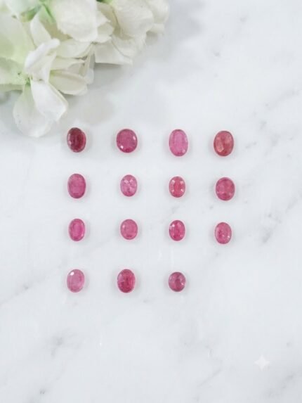 Natural Certified Pinkish-Red Ruby Oval Faceted Gemstones