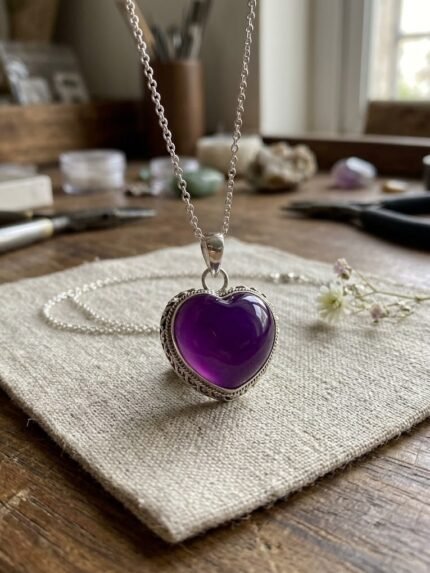 Natural Amethyst "Heart of Serenity" Gemstone Pendant
